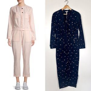 NWT Joie Kikuna Dragonfly Navy Utility Jumpsuit Sz Small Cropped Straight Leg